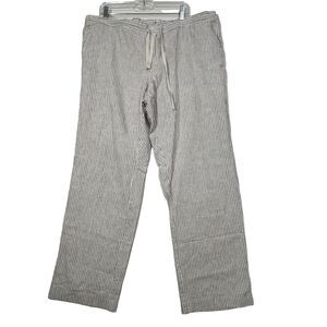 Linen Blend Striped Pants Womens XXL Drawstring Waist Coastal Beachy Boho Casual